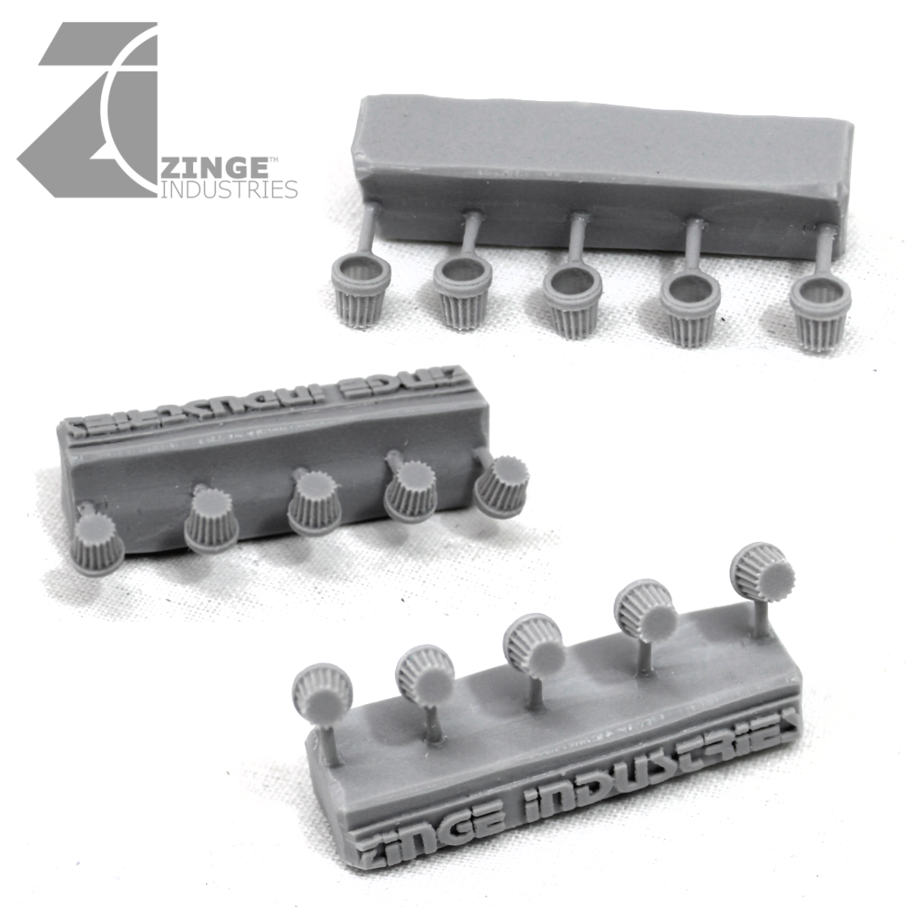 Bulkhead Lights - Sprue of 5 - 5mm Warning Lights-Scenery-Photo1-Zinge Industries