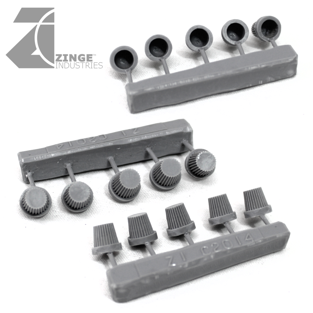 Bulkhead Lights - Sprue of 5 - 10mm Warning Lights-Scenery-Photo1-Zinge Industries