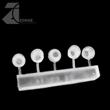 Bulkhead Lights - Sprue of 5 - 10mm Warning Lights - Transparent Light Diffuser-Clear Resin, Scenery-Photo2-Zinge Industries