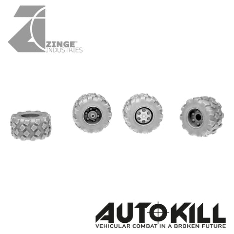 Military Wheels 13mm Diameter - 20mm Scale - Set of 4 - Suitable for Autokill and Gaslands games-Vehicle Accessories-Photo1-Zinge Industries
