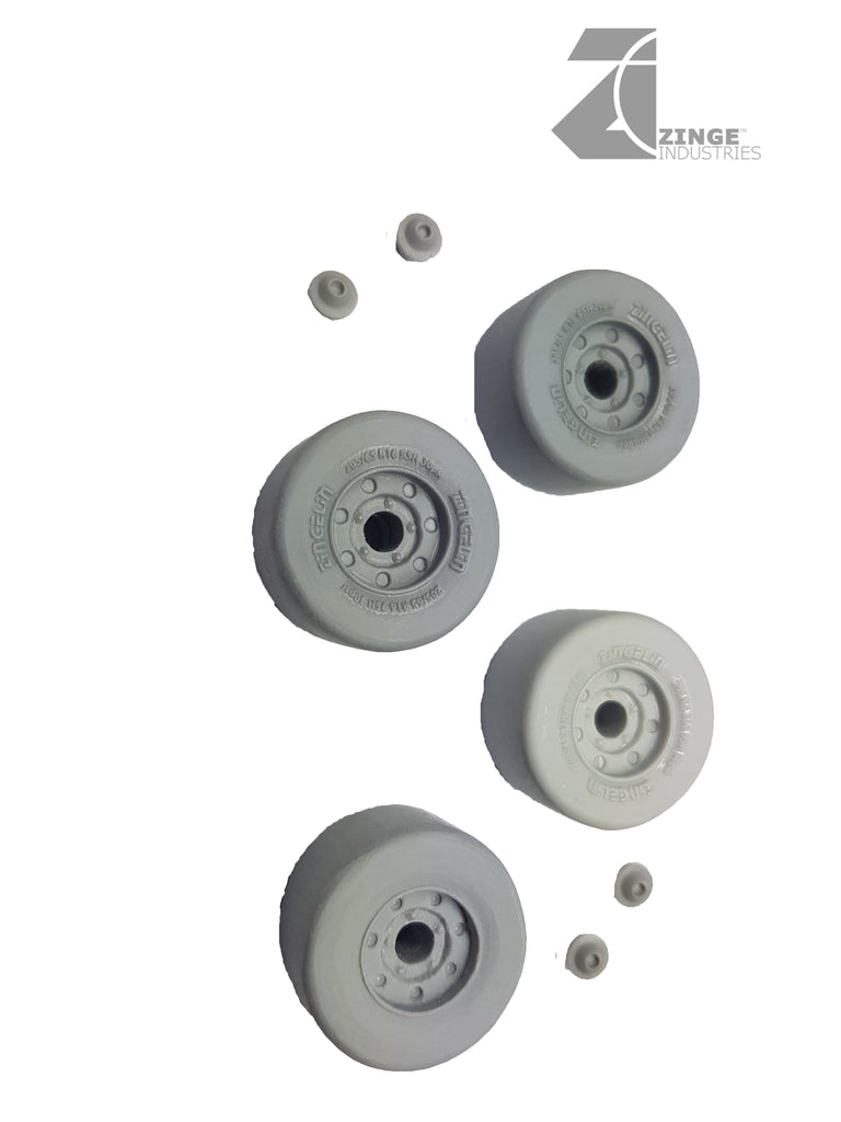 Wheels - 27mm Wide Slick Wheels X 4 Sprue-Vehicle Accessories-Photo1-Zinge Industries
