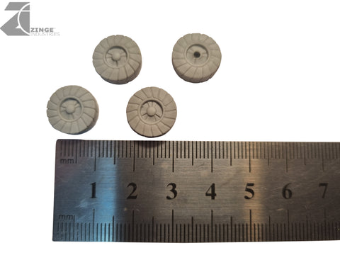 Sci Fi Wheels 10.5mm Diameter - 20mm Scale - Set of 4 Suitable for Autokill and Gaslands games