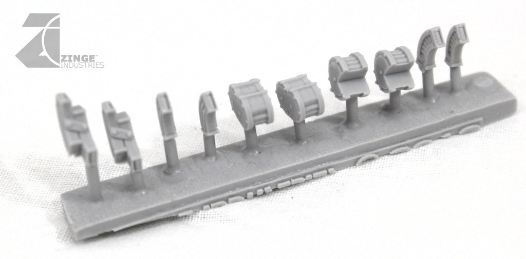 Large Ammo Drums, Boxes and Magazines - Sprue of 10 - Various-Armoury-Photo1-Zinge Industries