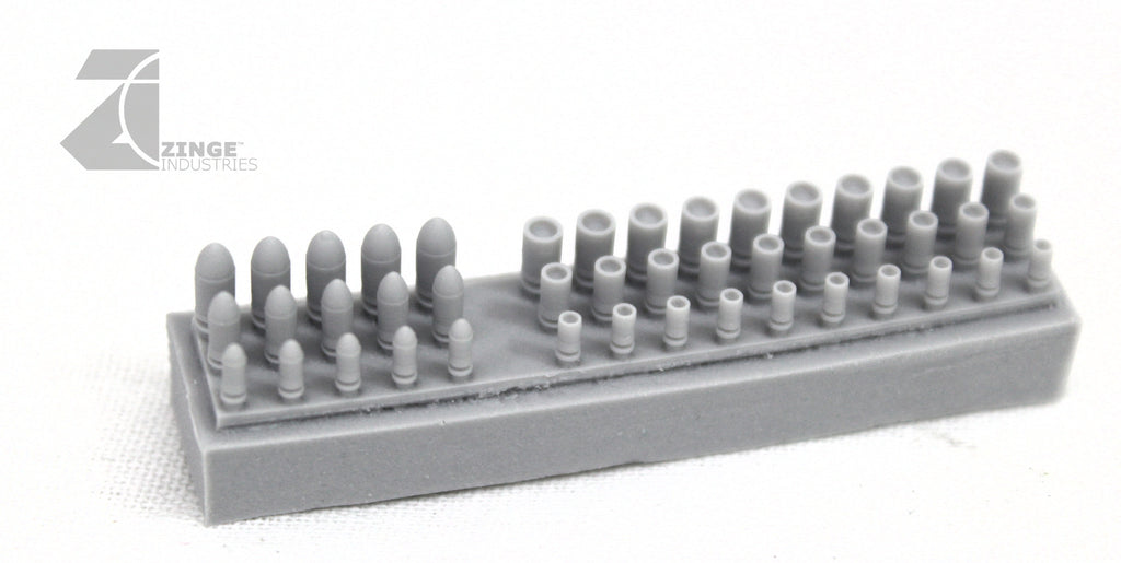 Bullets, Shells and Spent Casings Sprue (45)-Armoury, Scenery, Forest Sprues-Photo1-Zinge Industries