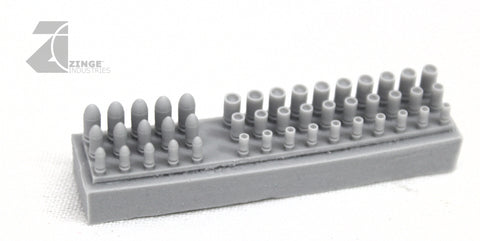Bullets, Shells and Spent Casings Sprue (45)-Armoury, Scenery, Forest Sprues-Photo1-Zinge Industries