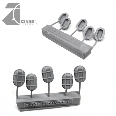 Bulkhead Lights - Sprue of 5 - 15mm Long Axis Oval Bulkhead-Scenery-Photo1-Zinge Industries