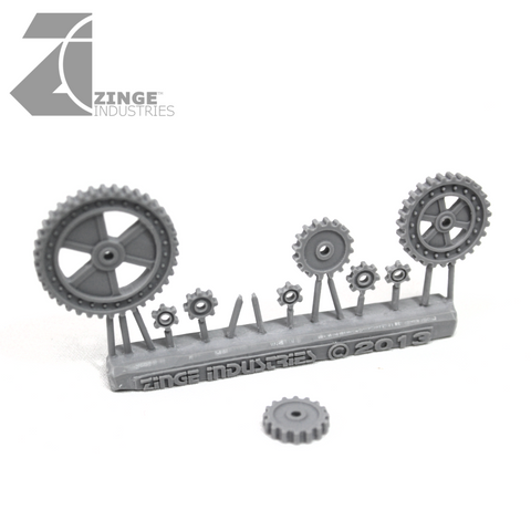 Cogs - Sprue of 9 - Various-Vehicle Accessories, Scenery-Photo1-Zinge Industries