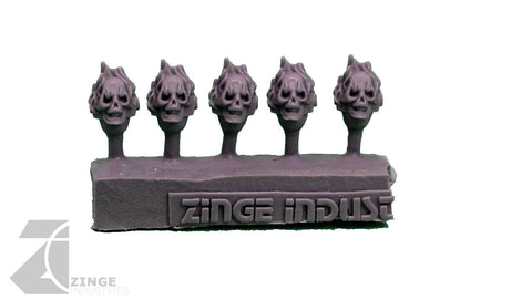 Flaming Skull Helmets / Heads x5 Post Human Scale-Infantry-Photo1-Zinge Industries