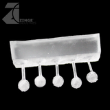 Bulkhead Lights - Sprue of 5 - 5mm Round Bulkhead Light - Transparent Light Diffuser-Clear Resin, Scenery-Photo1-Zinge Industries