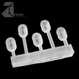 Bulkhead Lights - Sprue of 5 - 15mm Oval Bulkhead - Transparent Light Diffuser-Clear Resin, Scenery-Photo2-Zinge Industries