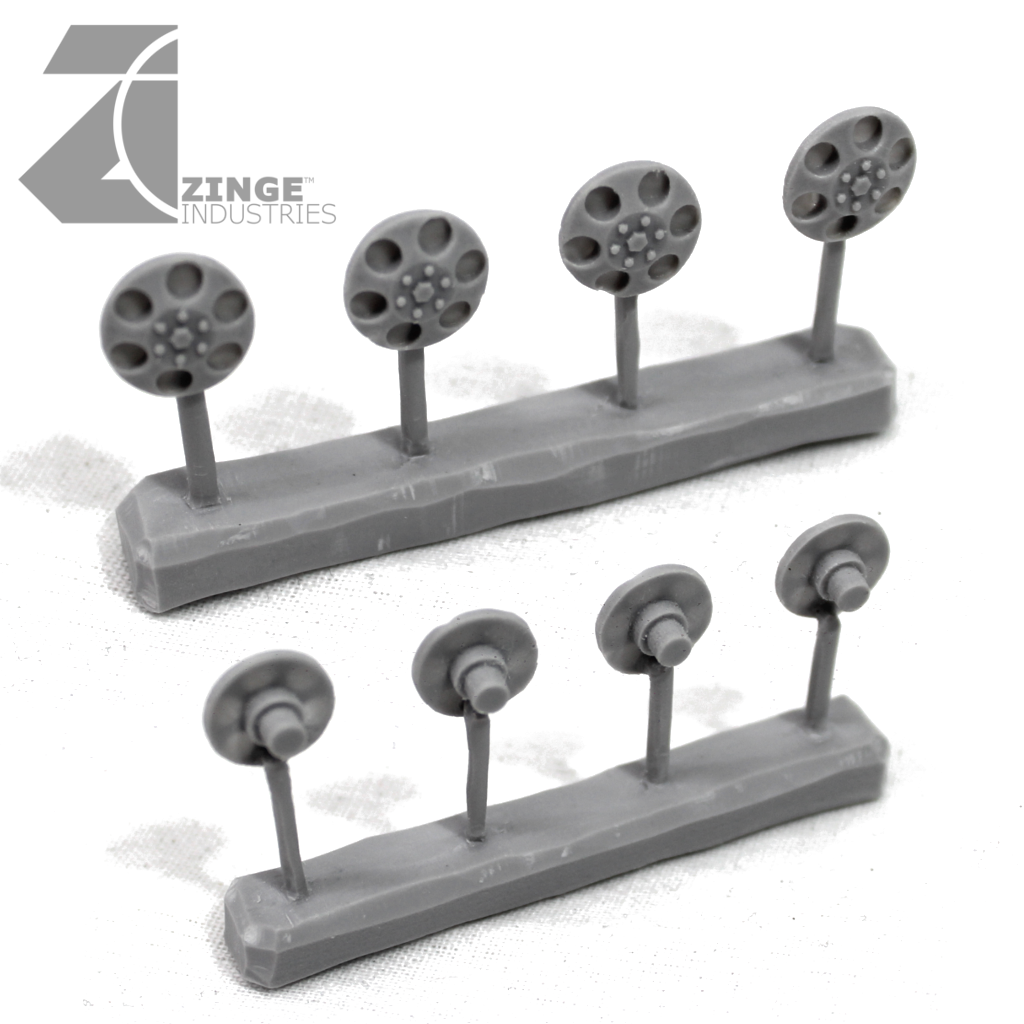 Wheels - Hub Caps for 23mm Off Road or Military Wheel X 4 Sprue-Vehicle Accessories-Photo1-Zinge Industries