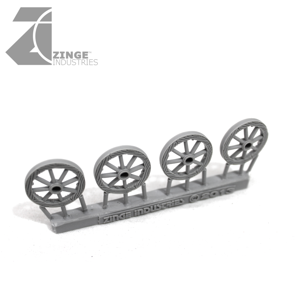 Wheels - 25mm Wooden Wheel X 4 Sprue-Vehicle Accessories, Artillery-Photo1-Zinge Industries