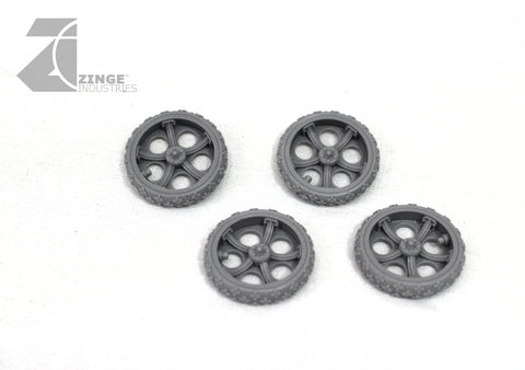 Wheels - 25mm Pneumatic Artillery Wheel X 4 Sprue-Vehicle Accessories, Artillery-Photo1-Zinge Industries