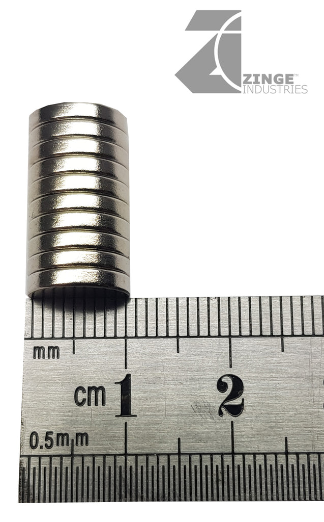 Magnets x10: 10mm Diameter by 1mm Thickness Rare Earth Neodymium Super Strong Magnet-Hobby Tools-Photo1-Zinge Industries