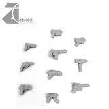 Pistol x 10 Various Human Scale Sprue-Armoury, Infantry-Photo2-Zinge Industries