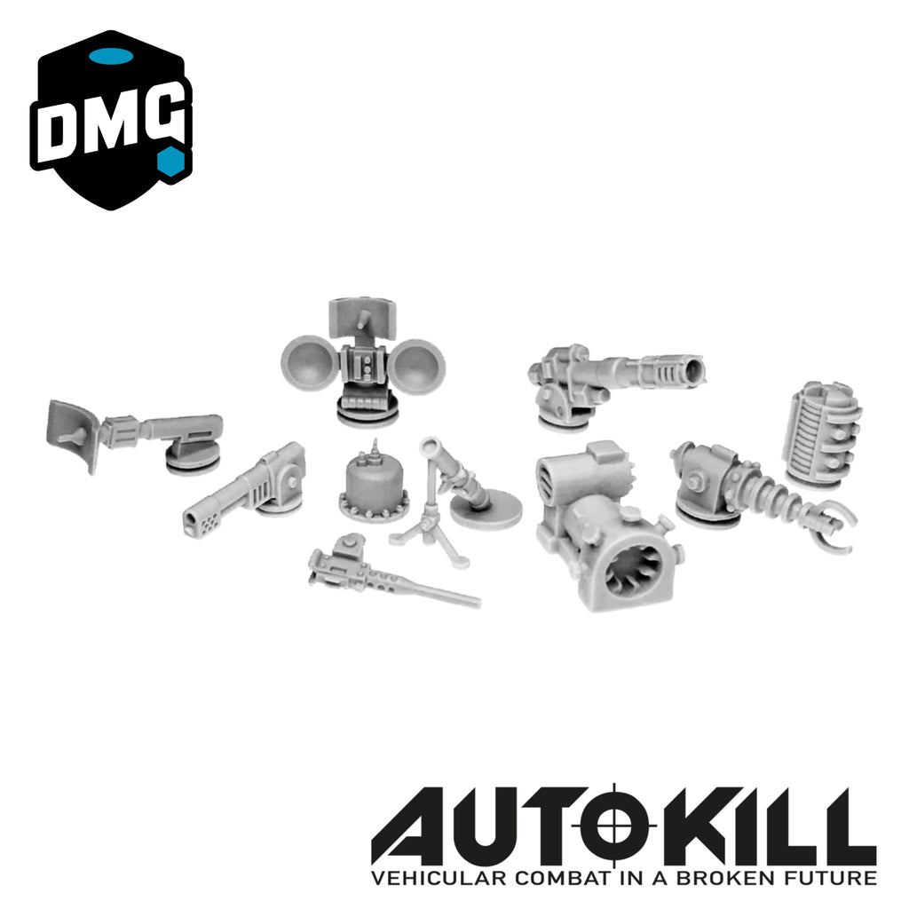 Large Weapons Designed for AutoKill & Gaslands "Mad Science" (Range of Guns, Flame throwers and Others) - 20mm Scale-Vehicle Accessories-Photo1-Zinge Industries
