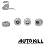Military Wheels 13mm Diameter - 20mm Scale - Set of 4 - Suitable for Autokill and Gaslands games-Vehicle Accessories-Photo1-Zinge Industries