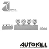 Off Road Wheels 10.5mm Diameter - 20mm Scale - Set of 4 - Suitable for Autokill and Gaslands games-Vehicle Accessories-Photo2-Zinge Industries
