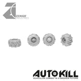 Off Road Wheels 13mm Diameter - 20mm Scale - Set of 4 - Suitable for Autokill and Gaslands games-Vehicle Accessories-Photo2-Zinge Industries