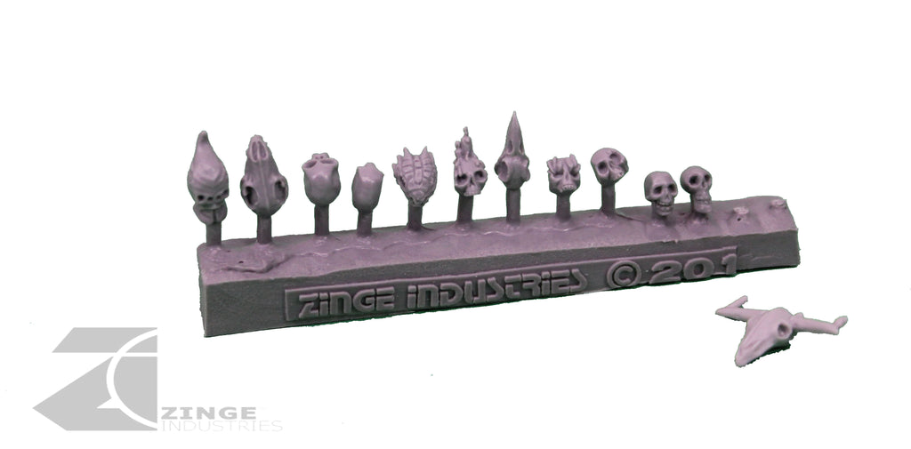 Various Skulls x12 Post Human Scale-Infantry-Photo1-Zinge Industries