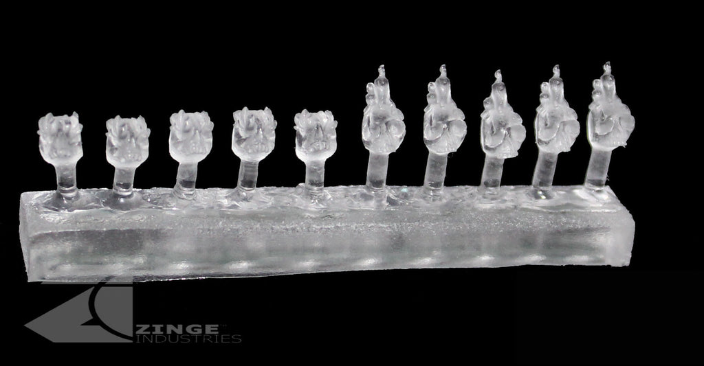 Transparent Skull with Candle and Flaming Helmets / Heads x5 of each Post Human Scale-Infantry-Photo1-Zinge Industries
